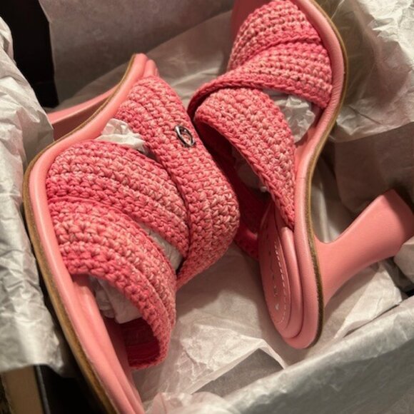 Coach Flower Pink Quintin Crochet Yarn Upper Sandal - Picture 1 of 13
